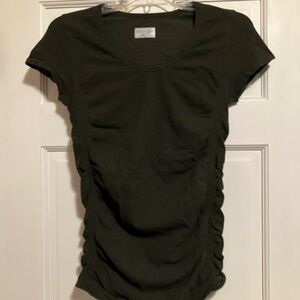 Olive Green Ruched T-Shirt